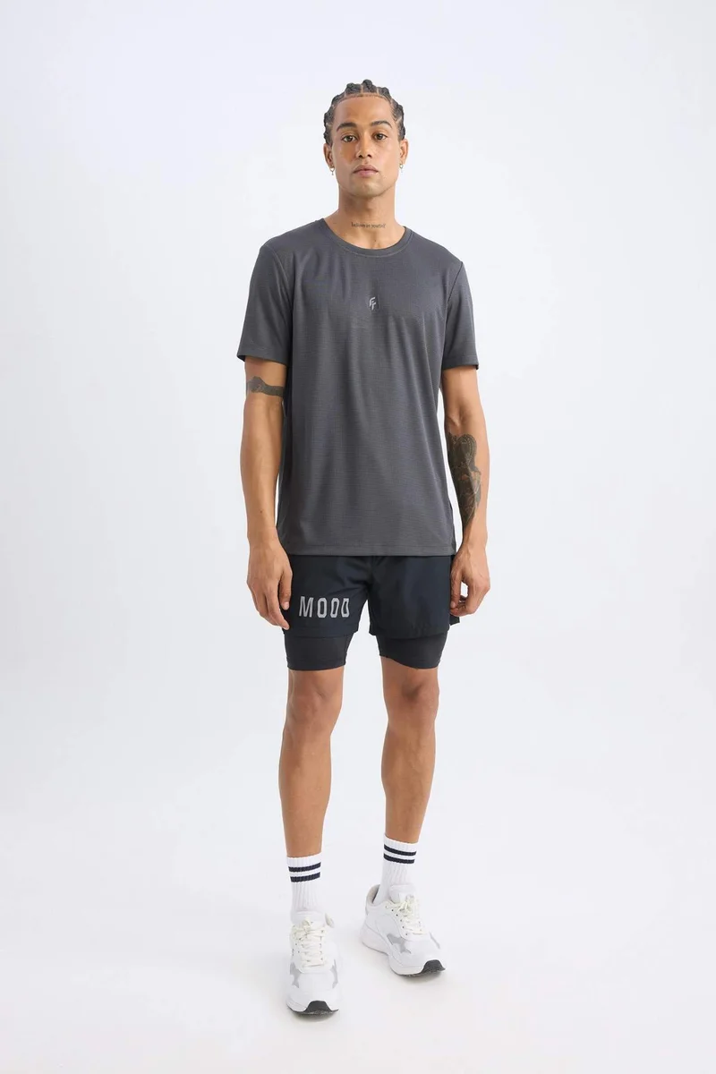 ديفاكتو DeFactoFit Slim Fit Crew Neck Printed Sports T-Shirt