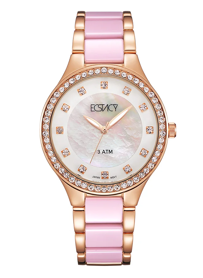 إكستاسي Ceramic Strap Round Shape Analog Wrist Watch E9511-KCPM - 36mm - Rose gold /pink
