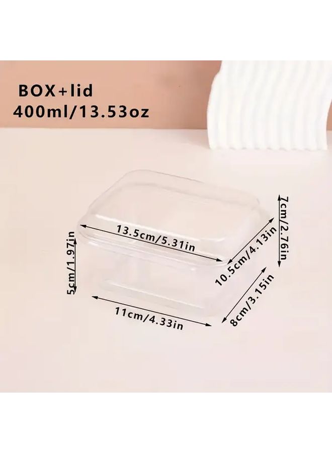 60 Pieces 400ml Clear PET Disposable Dessert Containers With Rectangular Flip Lids For Tiramisu Mousse Bakery And Restaurant Use - Image 3
