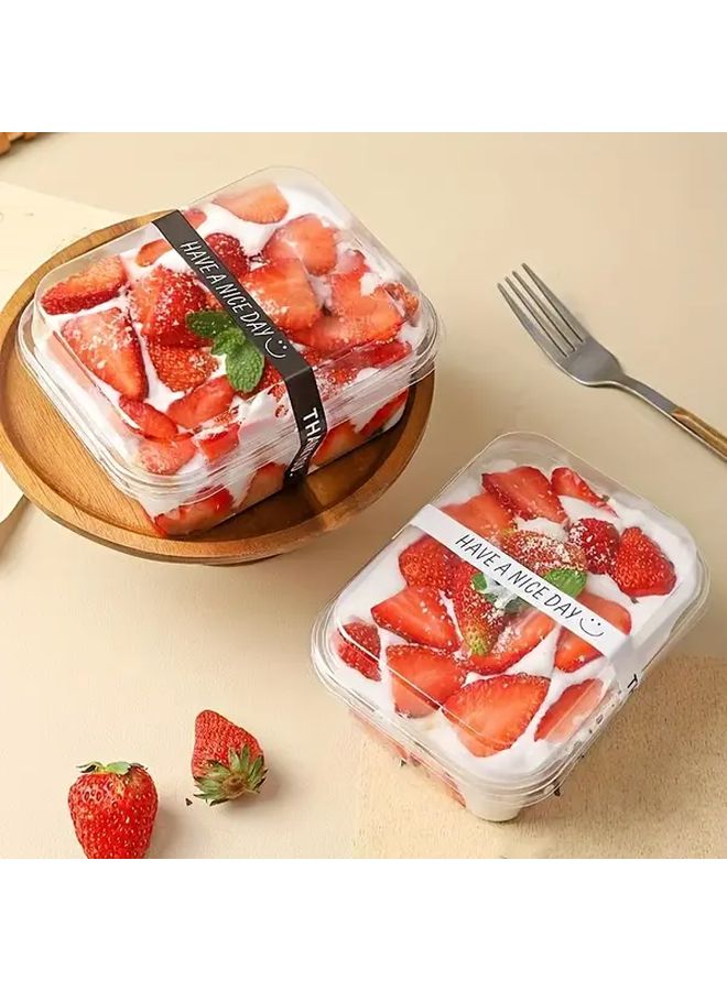 60 Pieces 400ml Clear PET Disposable Dessert Containers With Rectangular Flip Lids For Tiramisu Mousse Bakery And Restaurant Use - Image 1