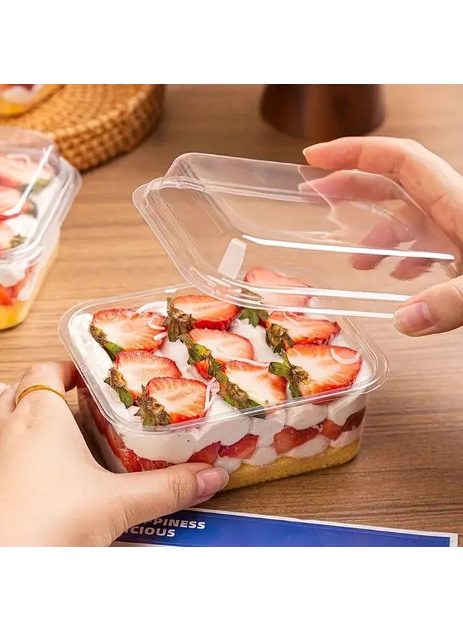 60 Pieces 400ml Clear PET Disposable Dessert Containers With Rectangular Flip Lids For Tiramisu Mousse Bakery And Restaurant Use - Image 4