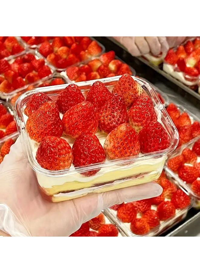 60 Pieces 400ml Clear PET Disposable Dessert Containers With Rectangular Flip Lids For Tiramisu Mousse Bakery And Restaurant Use - Image 5