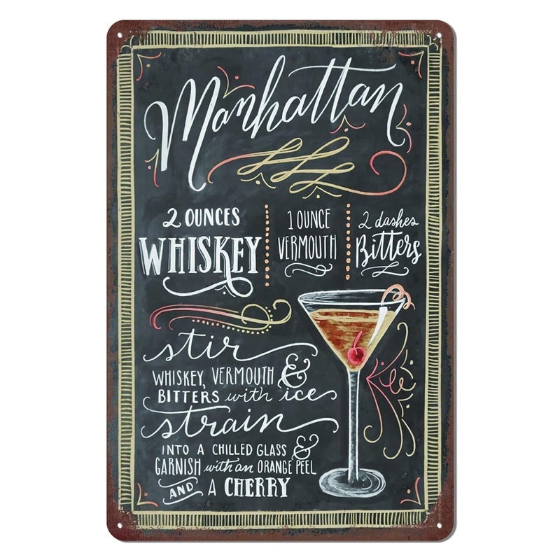 kengtou Vintage Manhattan Cocktail Metal Sign - Image 1