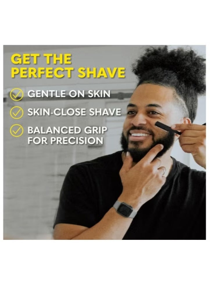 ماكينة حلاقة احترافية مستقيمة، شفرة واحدة عالية الجودة لحلاقة الشارب واللحية، لون أسود، من الفولاذ المقاوم للصدأ، ماكينة حلاقة احترافية ذات حافة مستقيمة لحلاقة الحلق (مكشطة فولاذية سوداء + 20 شفرة + علبة) - Image 5