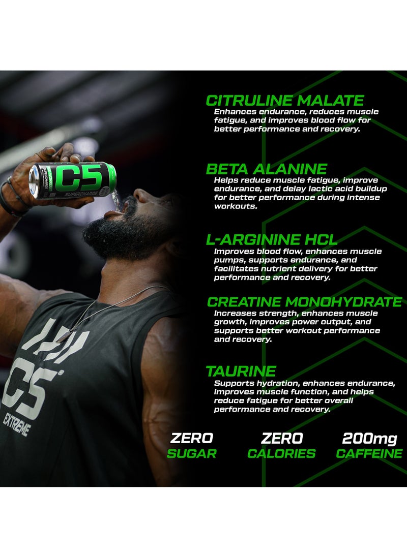 C5 C5 Energy Drink Supercharge Mojito Pre Workout - Sugar Free, Zero Calories, 200mg High Caffeine , Creatine - Beta Alanine - Citrulline Malate - High-Performance Pre-Workout Booster Supplement Pack of 12  - Image 5