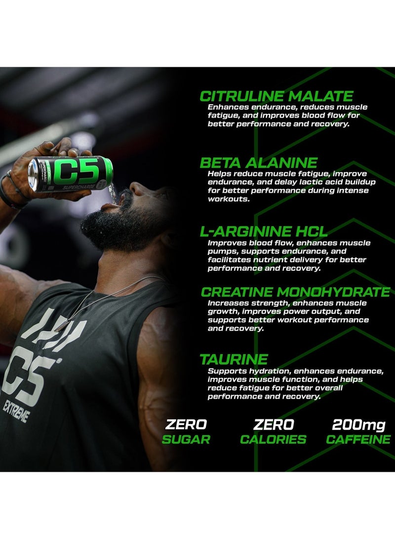 C5 Drink Supercharge Mojito Pre Workout - Sugar Free, Zero Calories, 200mg High Caffeine , Creatine - Beta Alanine - Citrulline Malate - High-Performance Pre-Workout Booster Supplement Pack of 12 - Image 2