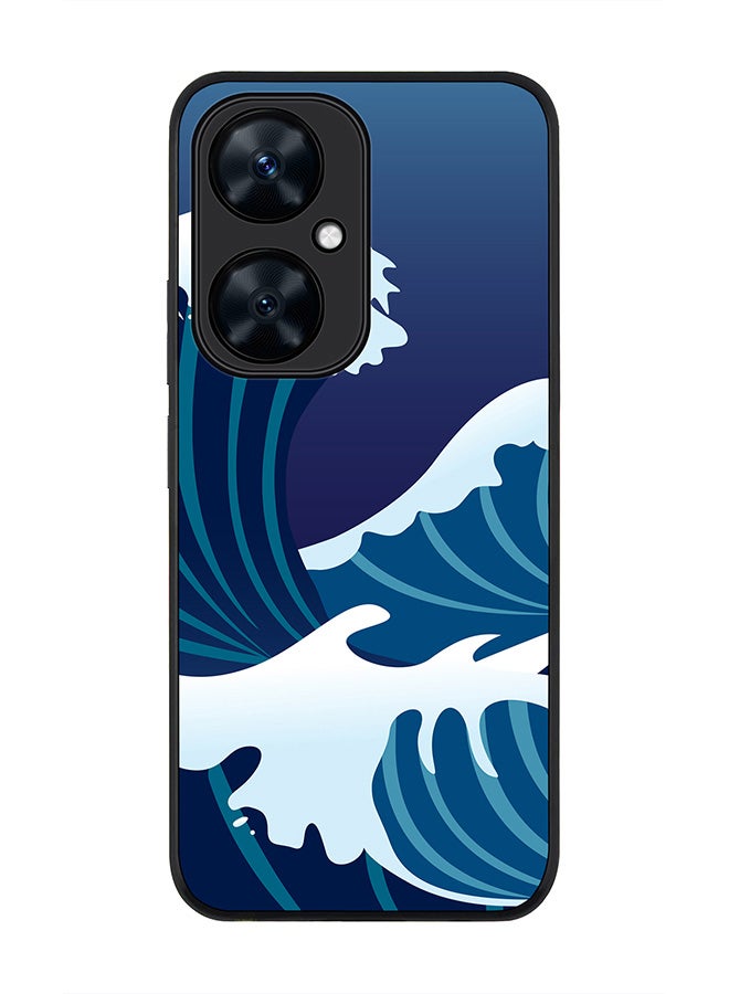Stylizedd Rugged Black Edge case for Huawei nova 11i , Slim fit Soft Case Flexible Rubber Edges Anti Drop TPU Gel Thin Cover - Japanese Sea - Image 1