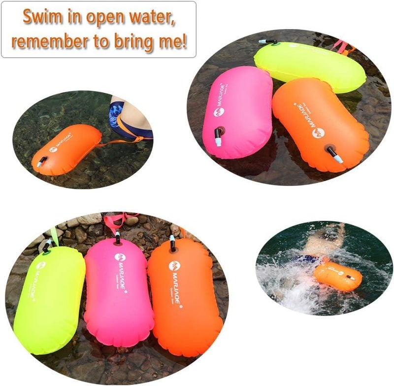 Street27 ® عوامة سباحة عالية الوضوح للسباحين في المياه المفتوحة، وراكبي الكاياك، وثلاثي الرياضات (برتقالي) (أخضر فوسفوري) - Image 5
