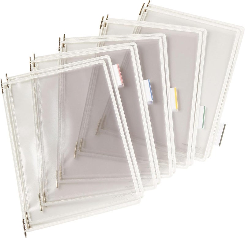 Tarifold DJOIS Pivoting Pockets for Wall or Desk Systems - Durable Anti-Glare Material - Letter-Size - 10 Pockets - 20 Sheet Capacity - Wire-Reinforced - Made in France - White - Image 1