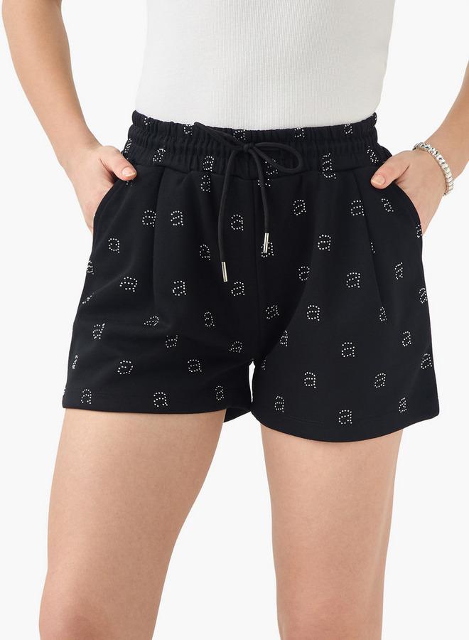 2Xtremz Embellished Shorts with Drawstring Closure and Pockets - Image 1