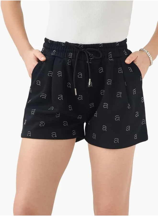 تواكستريمز 2Xtremz Embellished Shorts with Drawstring Closure and Pockets