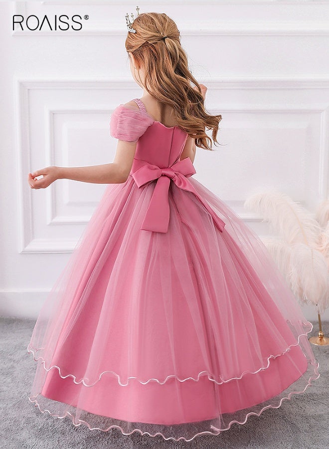 roaiss Girls Princess Dress with Back Zipper and Bow, Vintage Off The Shoulder Dress, Embroidery Strapless Pageant Dress, Gorgeous Prom Ball Gown, Suit for Wedding, Daily Wear and Special Occasion  - Image 5