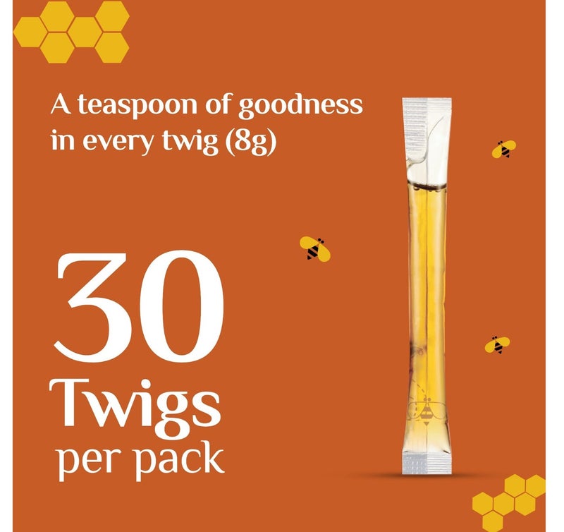 Honey Twigs Ginger Infused Honey - infused with ginger powder and extract, 240gms (8gx30 Sachets) | Good for cough & cold | Soothes throat - Image 3