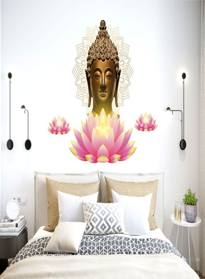 Sticker Yard Buddha Lotus Flowers Vinyl Wall Sticker for Living Room/Bedroom/Office and All Decorative Wall Stickers (Size 76X60CM) - Image 2