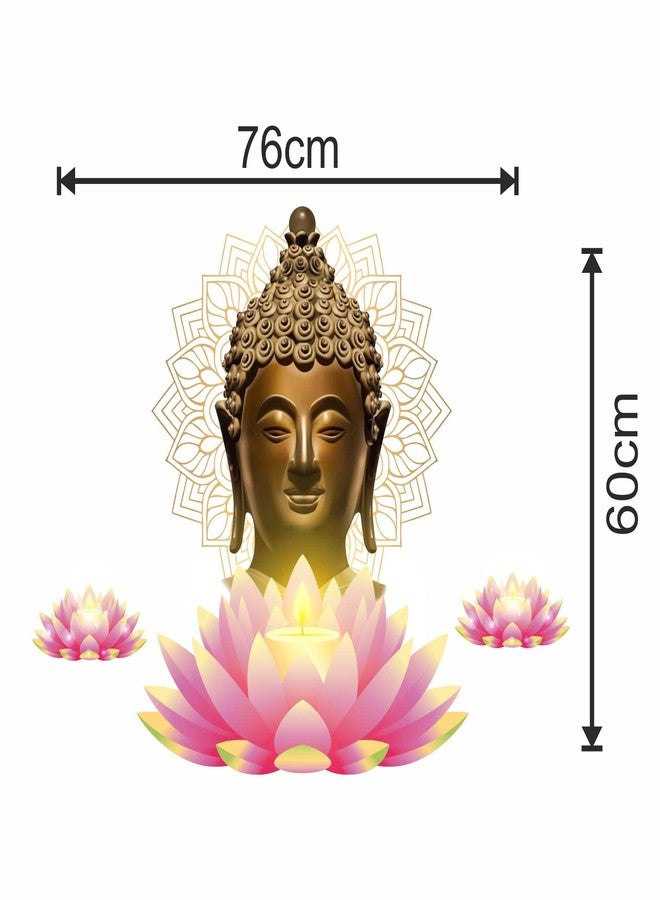 Sticker Yard Buddha Lotus Flowers Vinyl Wall Sticker for Living Room/Bedroom/Office and All Decorative Wall Stickers (Size 76X60CM) - Image 4