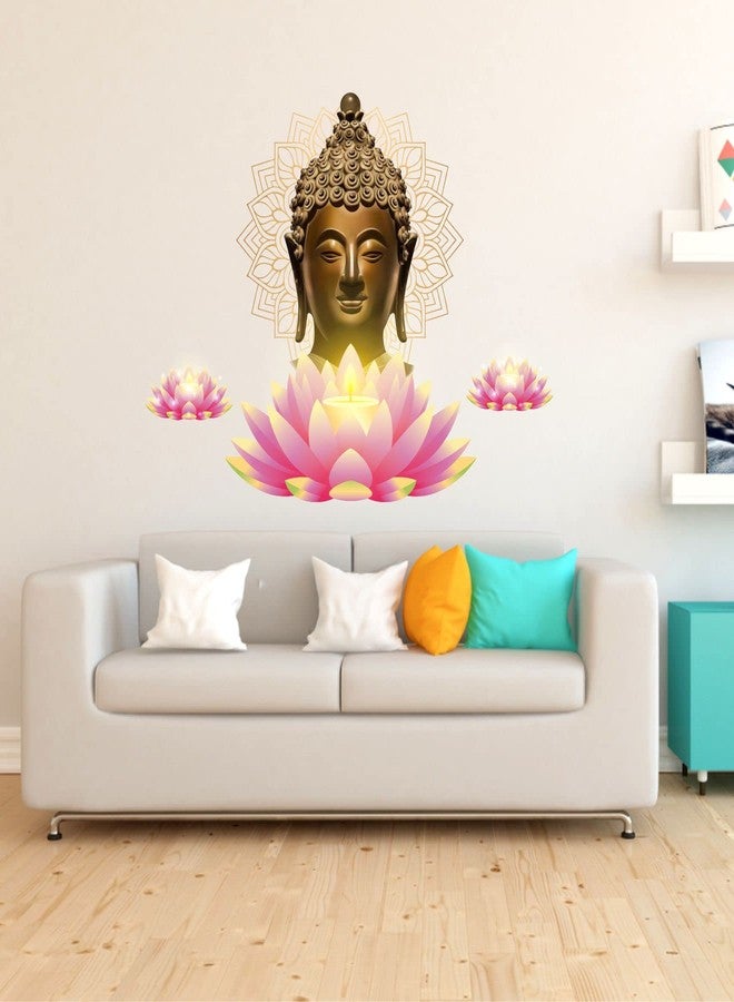 Sticker Yard Buddha Lotus Flowers Vinyl Wall Sticker for Living Room/Bedroom/Office and All Decorative Wall Stickers (Size 76X60CM) - Image 3