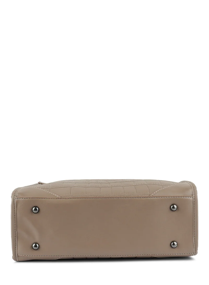 London Rag Croco Faux Leather Hand Bag in Khaki