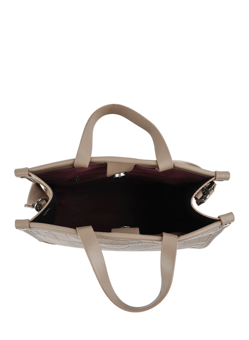 London Rag Croco Faux Leather Hand Bag in Khaki