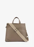 London Rag Croco Faux Leather Hand Bag in Khaki