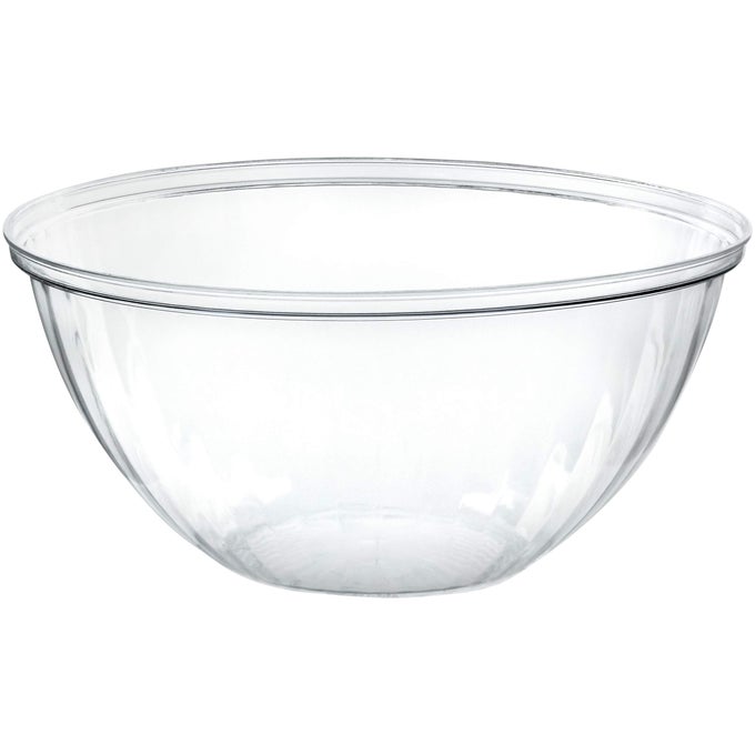 DISPOSABLE 96 OUNCE ROUND CRYSTAL CLEAR PLASTIC SERVING BOWLS PARTY SNACK OR SALAD BOWL CHIP BOWLS SNACK BOWLS CANDY DISH SALAD CONTAINER PACK OF 4