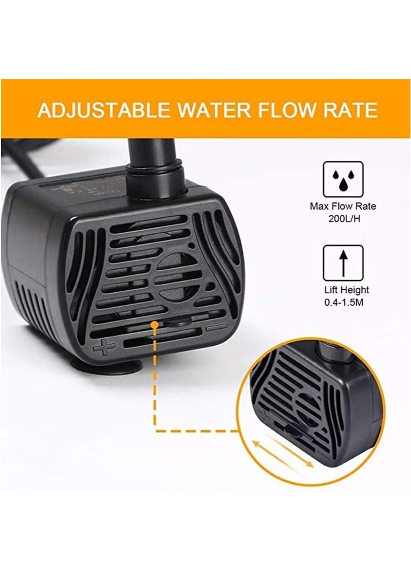 Submersible Water Pump, Mini Ultra-Quiet Fountain Water Pump, Dry Burning Replacement Pump for Pet Fountain, Aquarium,Fish Tank, Statuary Water Pump Hydroponics - Image 3