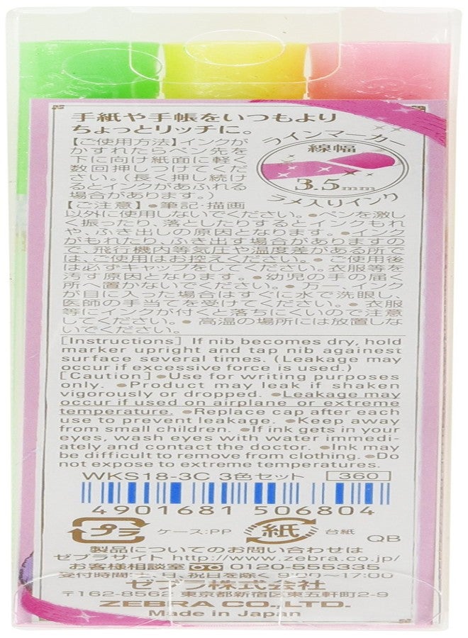 Zebra Technologies Zebra Glitter Highlighter, Kirarich, Pack of 3 (WKS18-3C) - Image 3