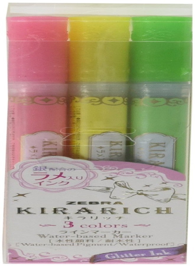 Zebra Technologies Zebra Glitter Highlighter, Kirarich, Pack of 3 (WKS18-3C) - Image 2