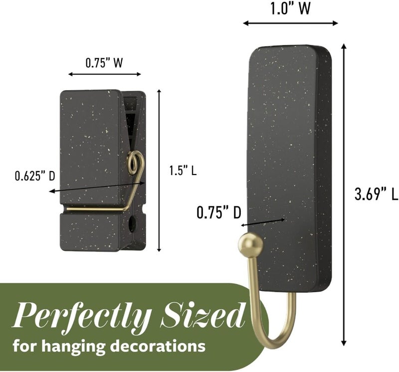 Command Mixed Hooks Pack, 10 Soot, 12 Strips (2 Medium Hooks, 8 Spring Clips), for Hanging Christmas Decorations - Image 2