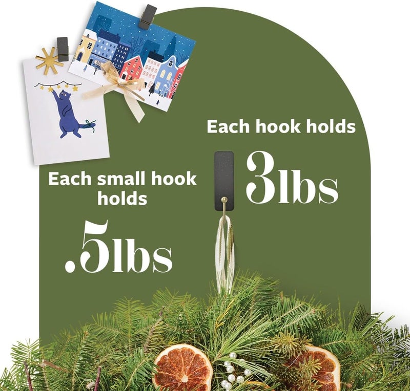 Command Mixed Hooks Pack, 10 Soot, 12 Strips (2 Medium Hooks, 8 Spring Clips), for Hanging Christmas Decorations - Image 4