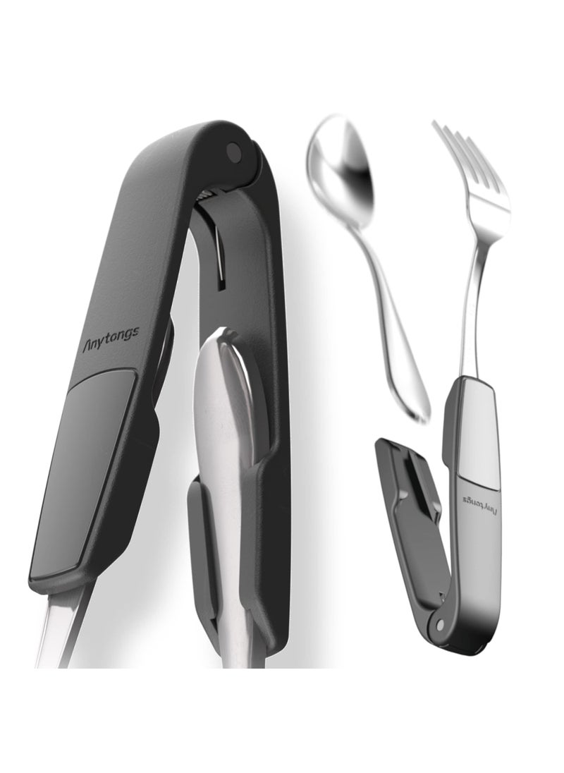 Anytongs Anytongs  As seen on SHARK TANK  Turn eating utensils into versatile tongs 2Pack Black 