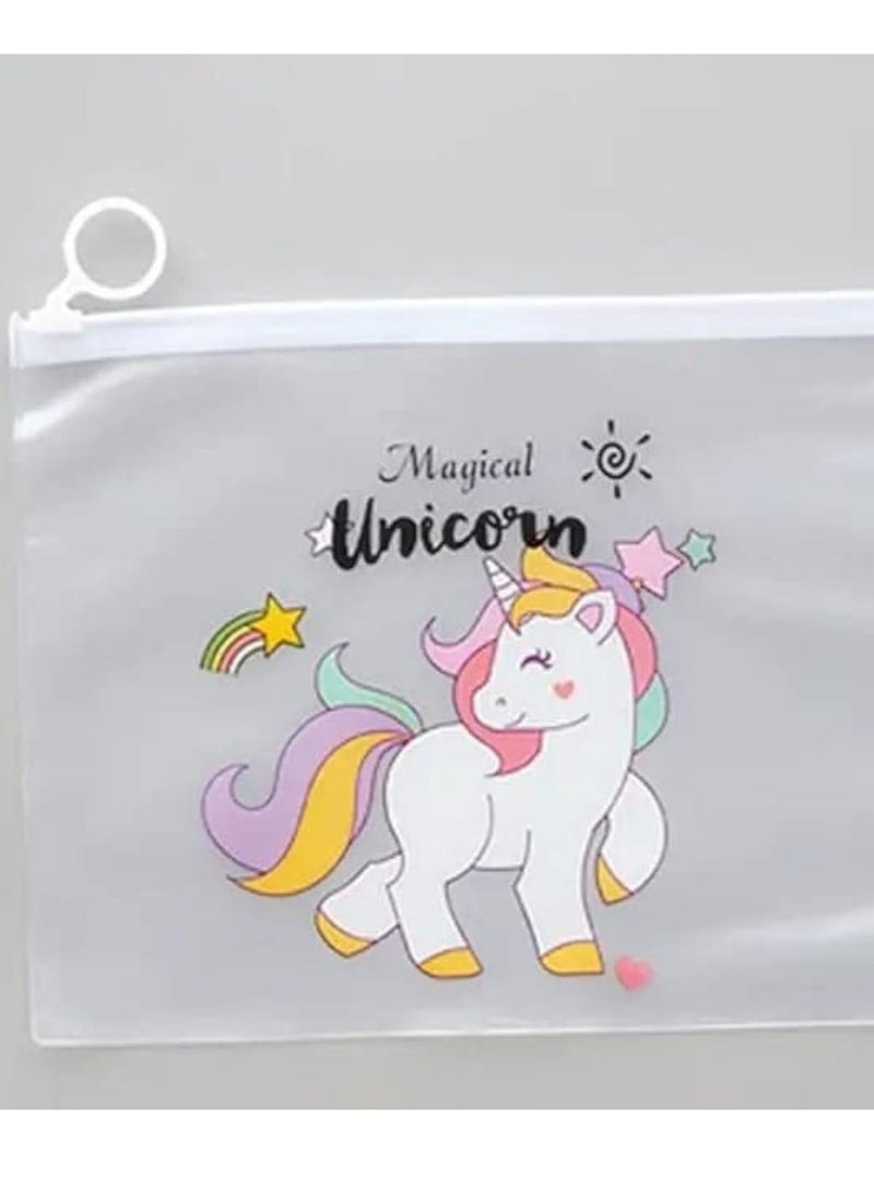 A transparent makeup bag and pencil case made of PVC with a cartoon design ( Multi-shape )