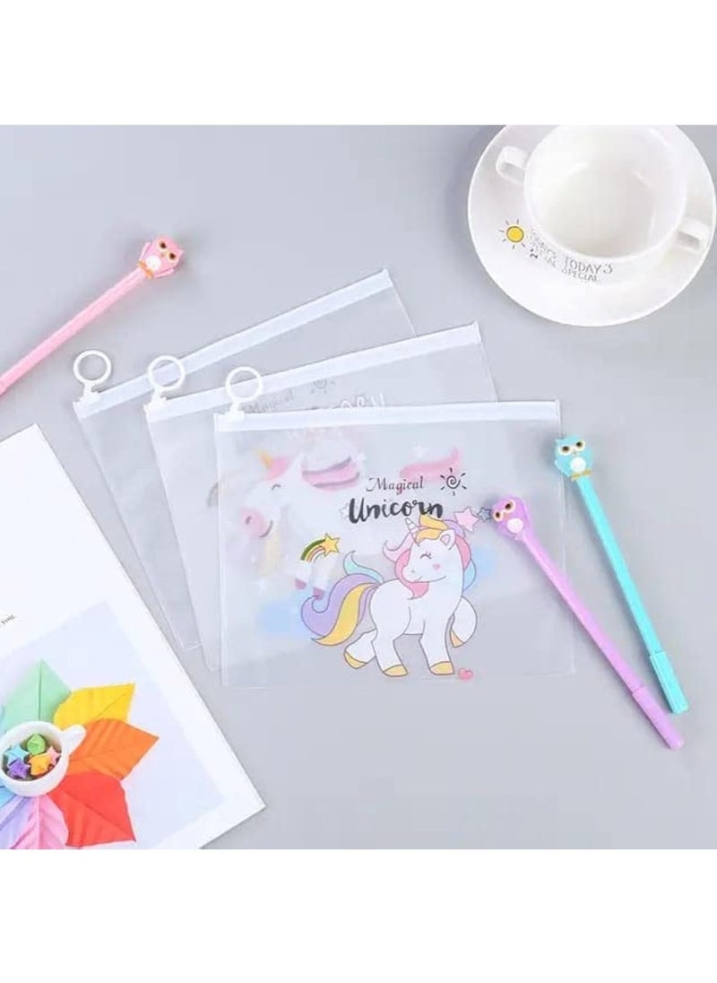 A transparent makeup bag and pencil case made of PVC with a cartoon design ( Multi-shape )