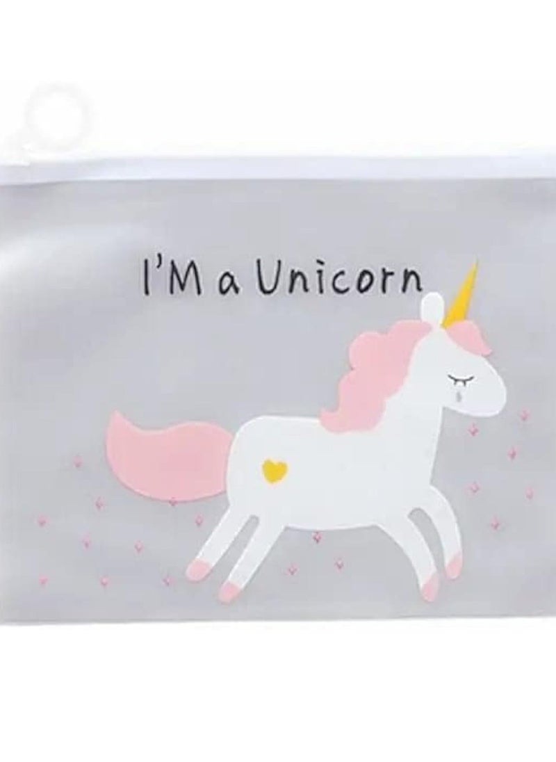 A transparent makeup bag and pencil case made of PVC with a cartoon design ( Multi-shape )