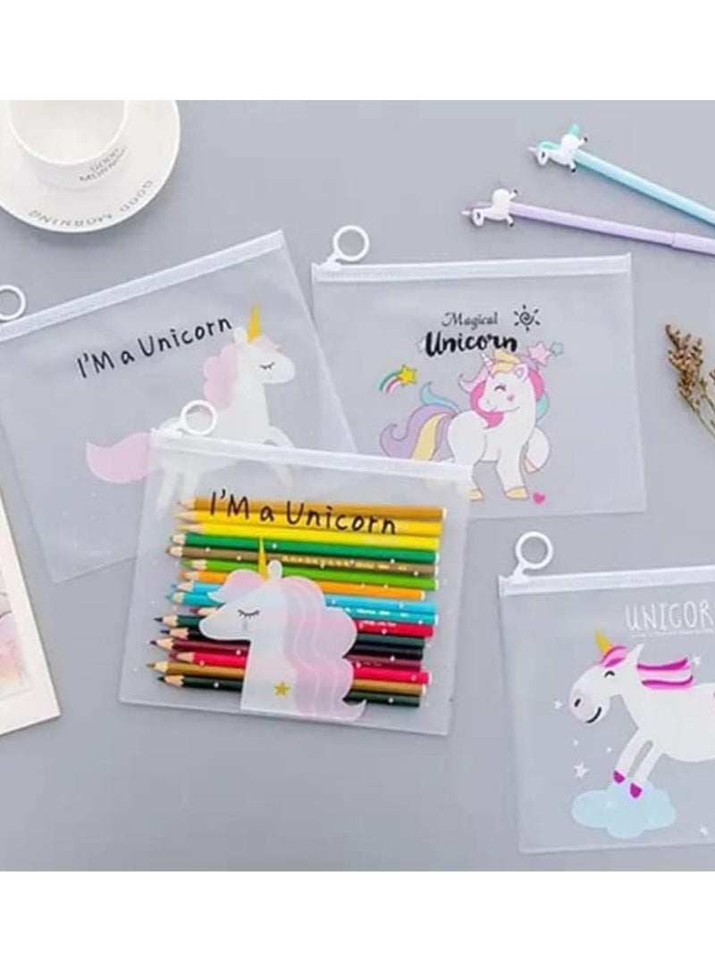 A transparent makeup bag and pencil case made of PVC with a cartoon design ( Multi-shape )