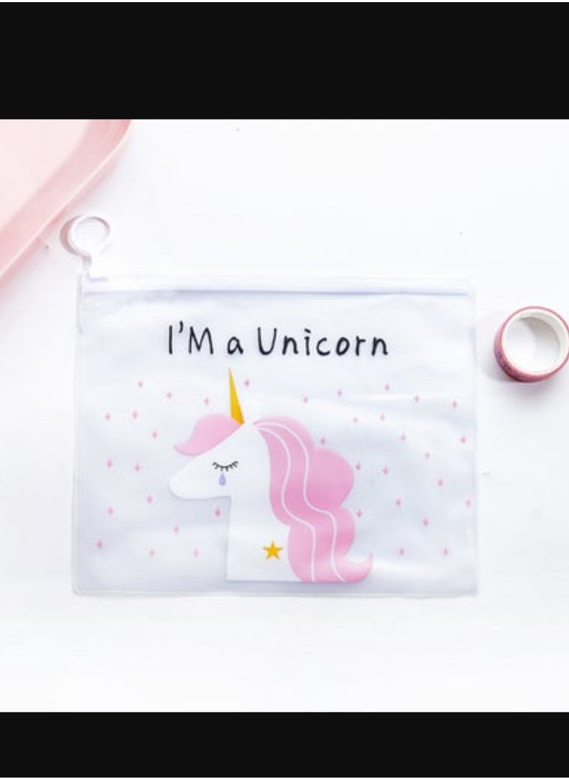 A transparent makeup bag and pencil case made of PVC with a cartoon design ( Multi-shape )