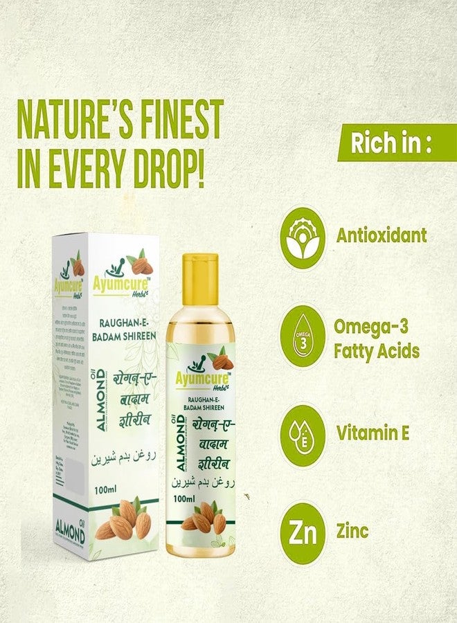Ayumcure Raughan-e-Badam Shireen | 100% Pure Sweet Almond Oil | Cold-Pressed | Edible & Cosmetic Use | For Body, Skin, Hair, Memory & Digestion | 100ml (Pack of 2) - Image 5