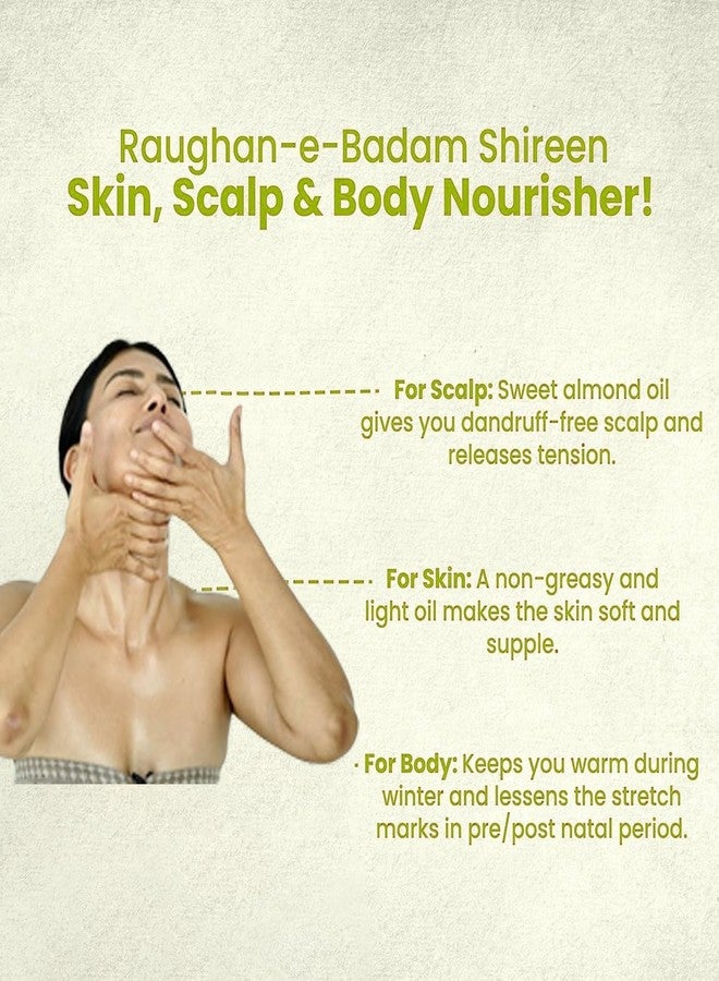 Ayumcure Raughan-e-Badam Shireen | 100% Pure Sweet Almond Oil | Cold-Pressed | Edible & Cosmetic Use | For Body, Skin, Hair, Memory & Digestion | 100ml (Pack of 2) - Image 4