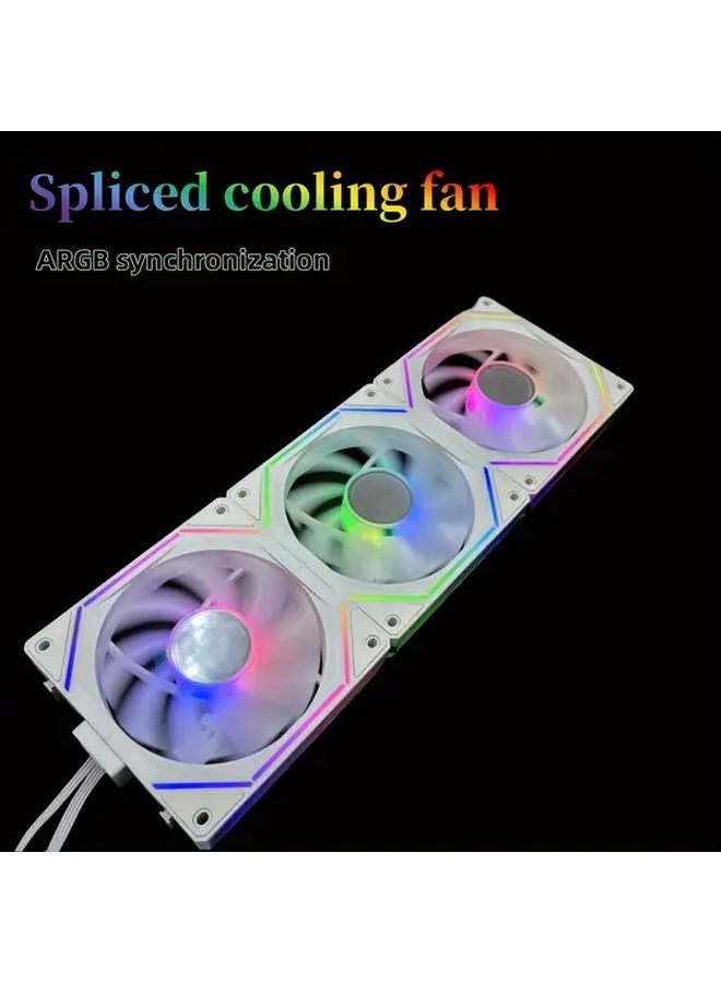 مروحة حالة ARGB بيضاء PWM 5 فولت 3 دبوس 4.72 بوصة صامتة تحكم في درجة الحرارة مرآة لا نهائية متزامنة LED - Image 3