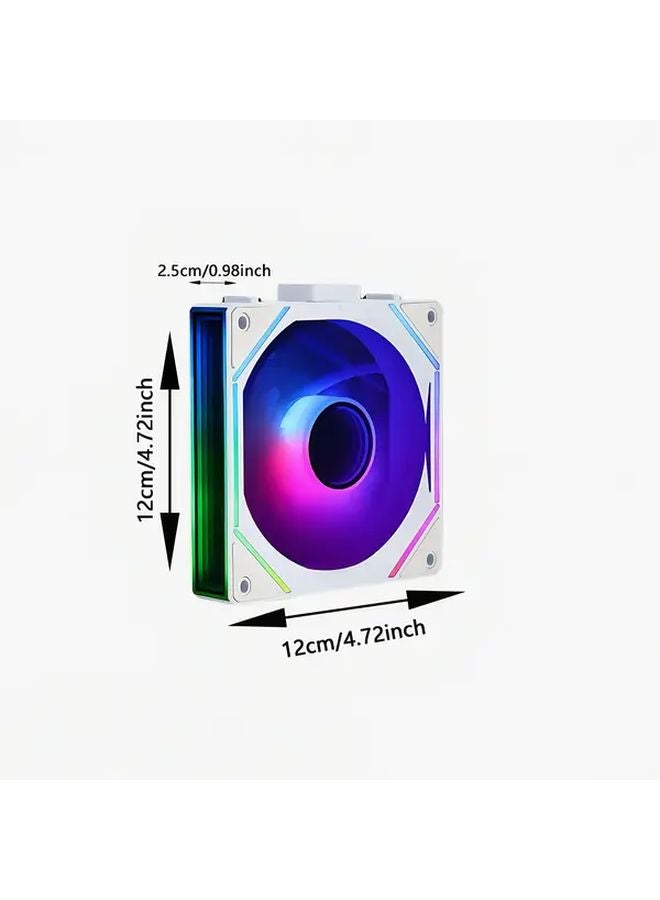 مروحة حالة ARGB بيضاء PWM 5 فولت 3 دبوس 4.72 بوصة صامتة تحكم في درجة الحرارة مرآة لا نهائية متزامنة LED - Image 4