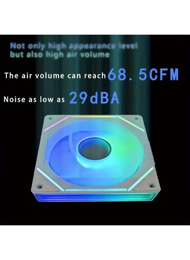 مروحة حالة ARGB بيضاء PWM 5 فولت 3 دبوس 4.72 بوصة صامتة تحكم في درجة الحرارة مرآة لا نهائية متزامنة LED - Image 5