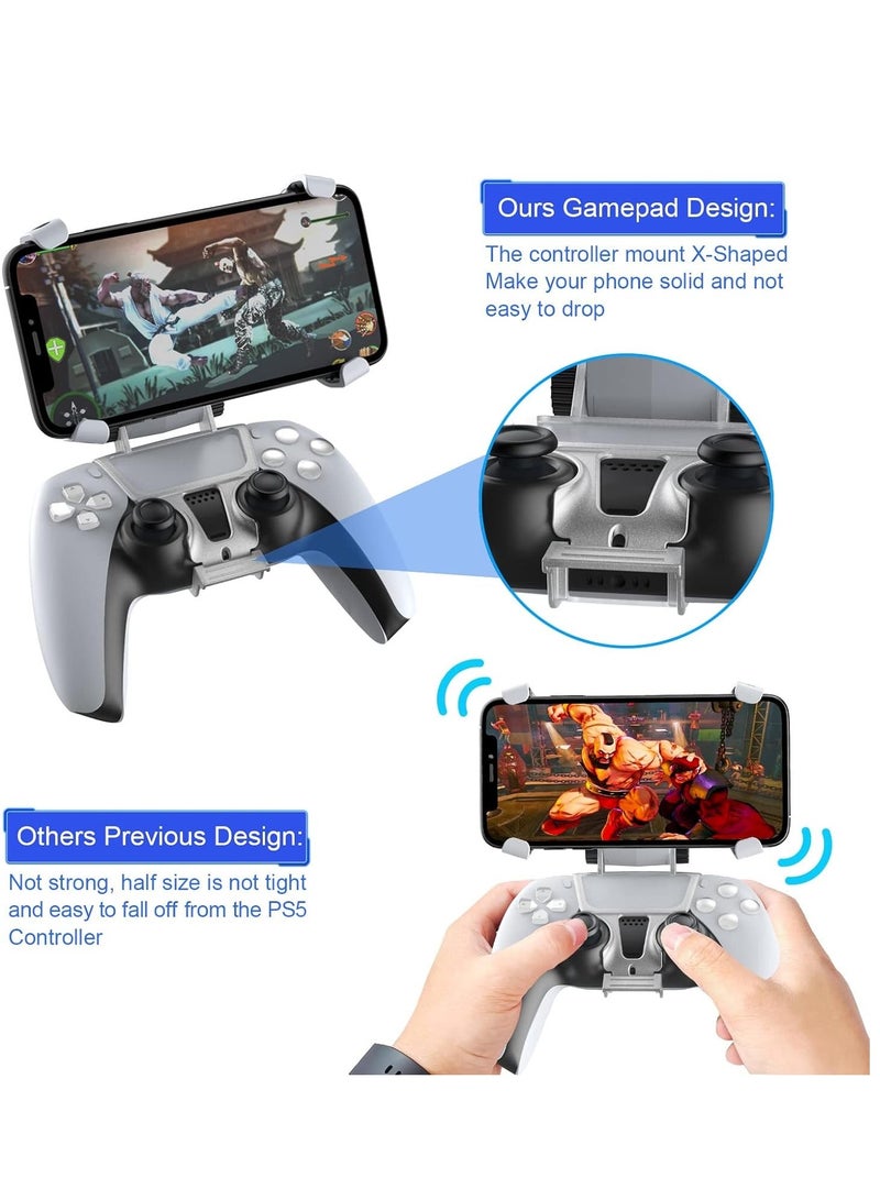 ALASAMCO PS5 Controller Mobile Gaming Clip for Playstation 5 Dualsense Controller Remote Play Mobile Phone Holder Clamp Adjustable Phone Mount Clip - Image 2