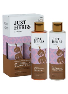 Just Herbs Anti Hairfall Control Kit (Shampoo 100Ml+Conditioner100Ml) With Goodness Of Natural Vitamin E, Bhringraj & Black Onion Seed For Shiny, Smooth Hair - All Hair Types  - Image 1