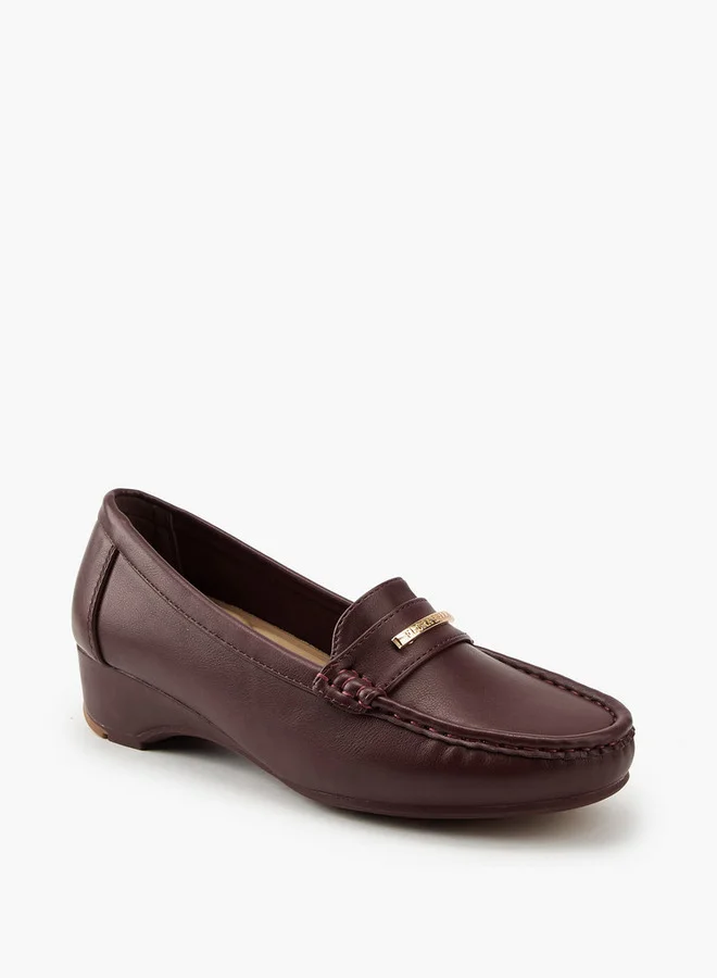 Flora Bella By Shoexpress Metal Accent Loafers with Wedge Heels