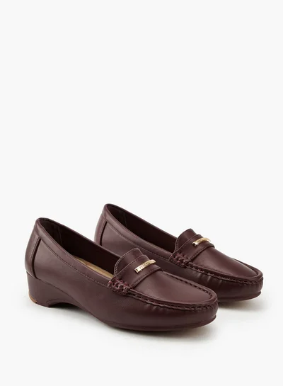 Flora Bella By Shoexpress Metal Accent Loafers with Wedge Heels