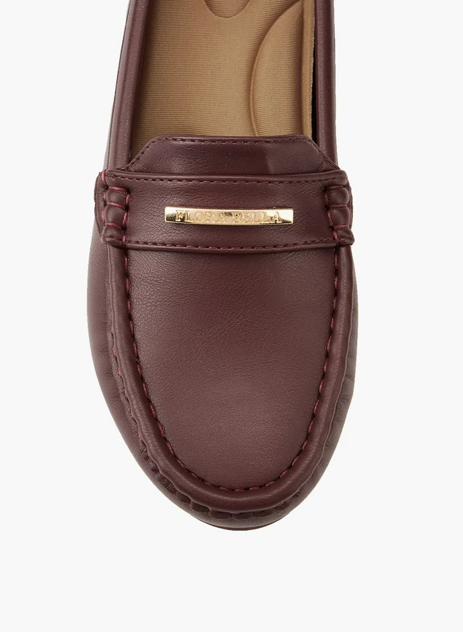 Flora Bella By Shoexpress Metal Accent Loafers with Wedge Heels
