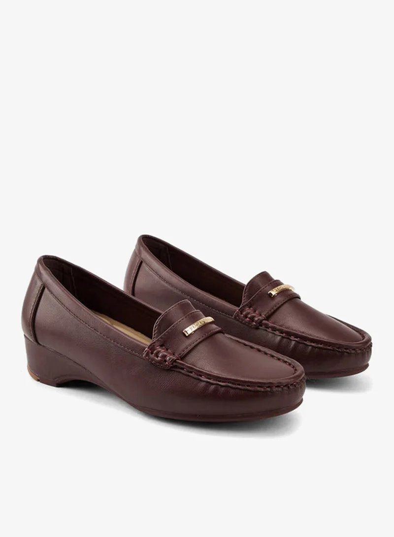 Flora Bella By Shoexpress Metal Accent Loafers with Wedge Heels