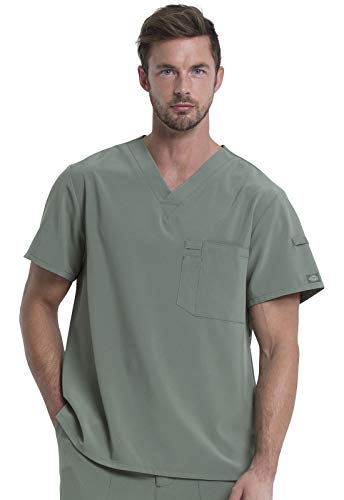 Dickies EDS Essentials Men Scrubs Top Tuckable V-Neck DK635, S, Olive - Image 2