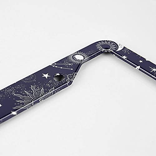 Beabes Sun License Plate Frame Auto Tag Frames Moon and Stars Over Black License Plates Holder 2 Holes Sky Black White Decorative Car Truck Motorcycle License Plates Tag for Men Women - Image 3