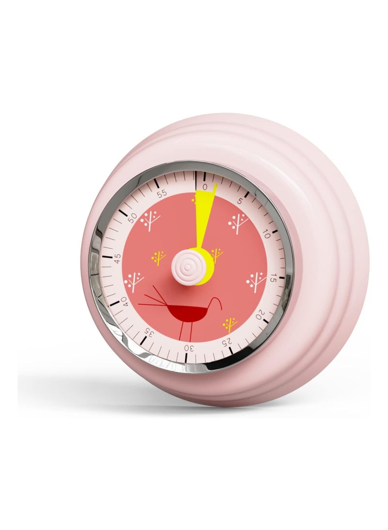 SOLARAE 360° Rotating Mechanical Kitchen Timer, Visual Countdown Timer with Magnetic Back, Perfect for Cooking, Learning, and Creative Tasks - Pink Bird Design - Image 1