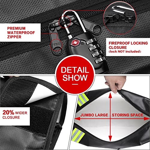 ROLOWAY Large (17 x 12 x 5.8 inches) Fireproof Bag with Reflective Strip, Water Resistant Fireproof Document Bag Safe for Money, Documents and Valuables Storage - Image 5